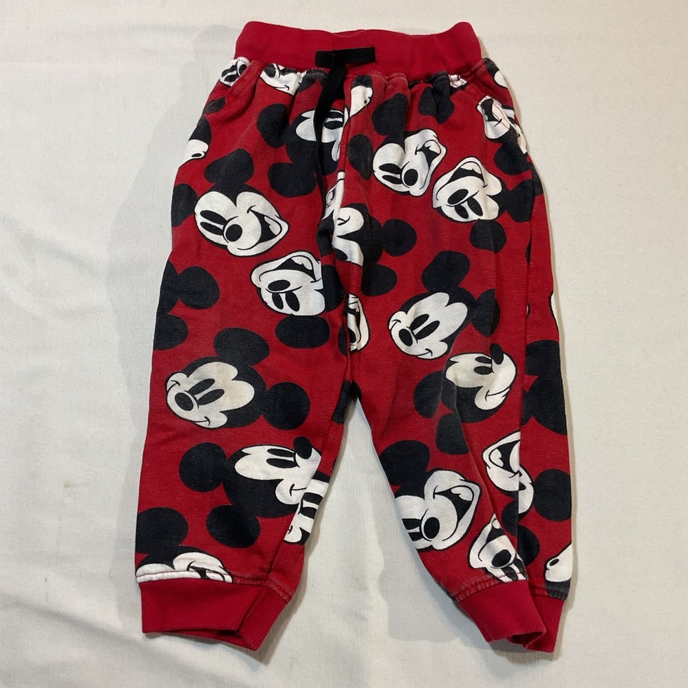 Disney Mickey Mouse kids Head Pattern‎ Red/Black Sweat Pants, Size 36
